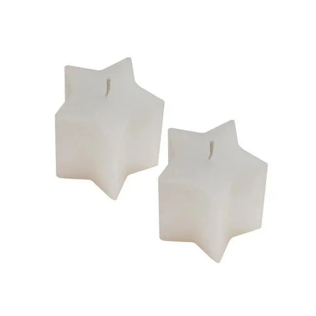 White Star Tea Light Candles - Christmas Candles - Cosy Festive Home Decor - Star Shaped Candles - Xmas Table Decoration - Pack of 2 - Jolie Fete UK
