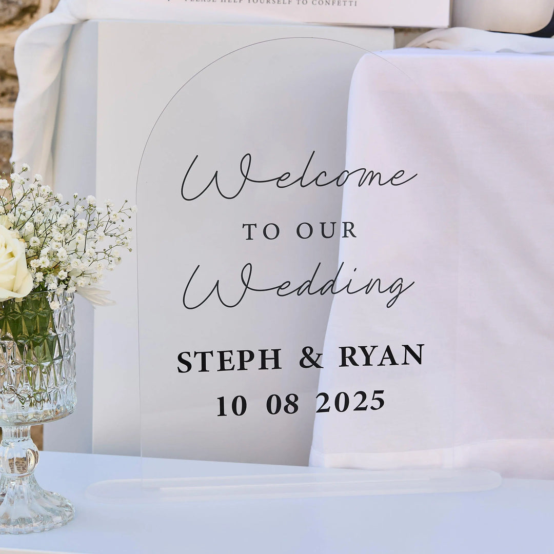 White Wedding Card Box - Black 3D Acrylic Lettering Club Green