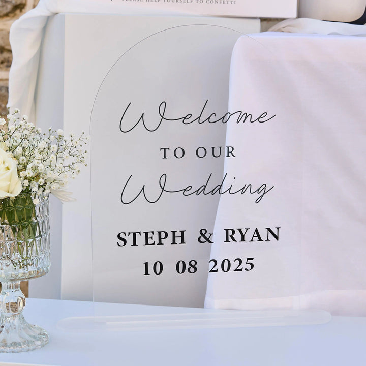 White Wedding Card Box - Black 3D Acrylic Lettering Club Green