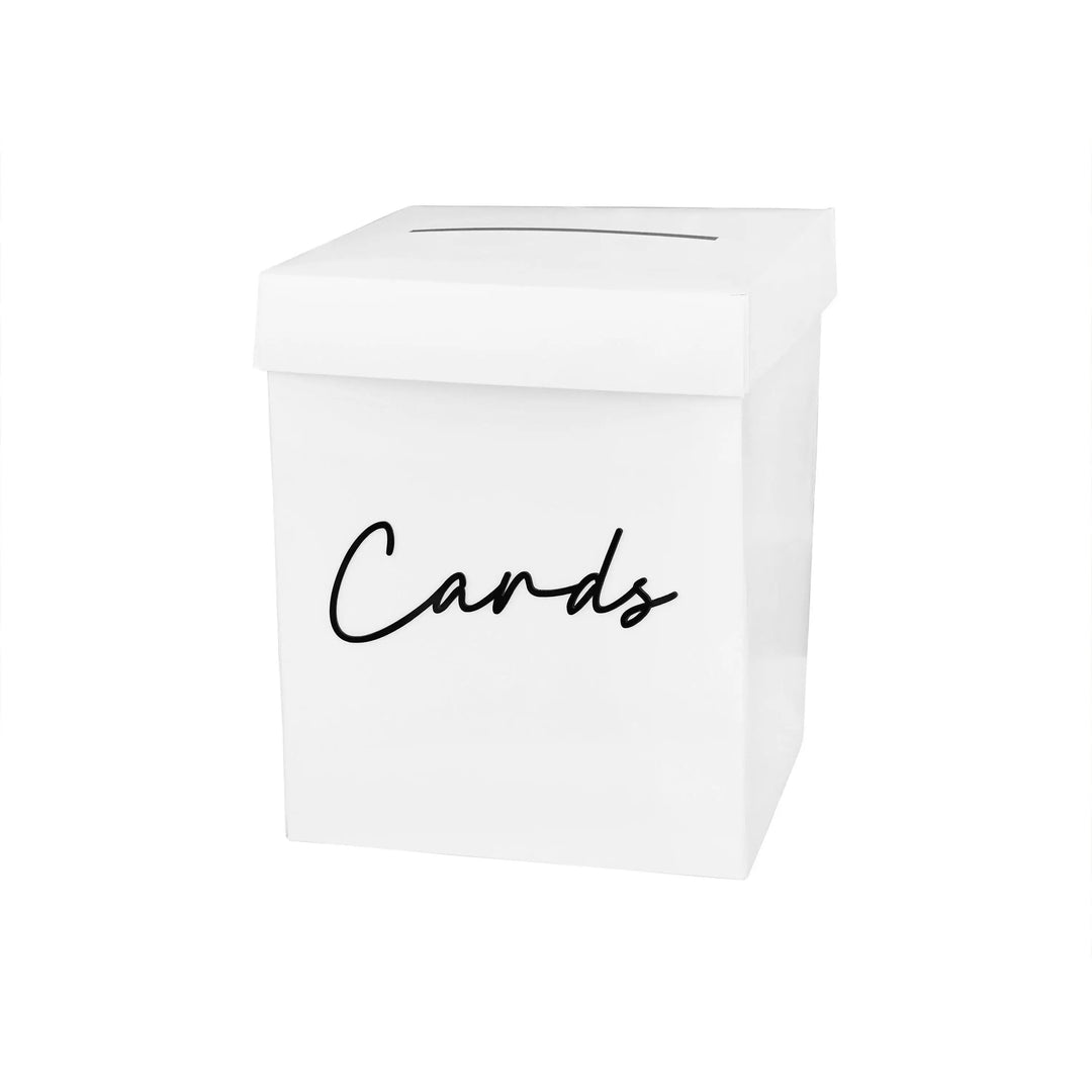 White Wedding Card Box - Black 3D Acrylic Lettering Club Green
