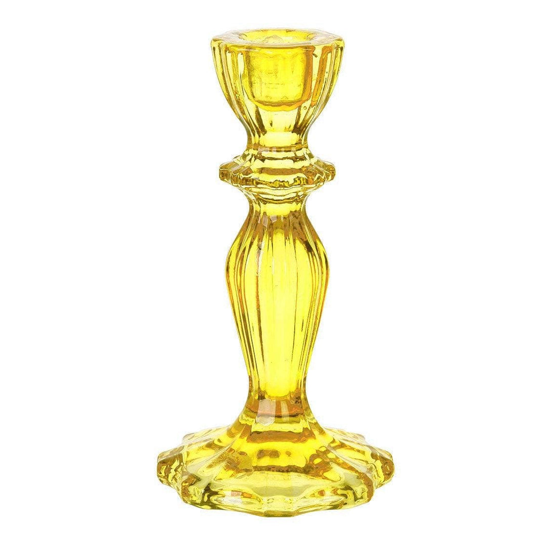 Yellow Glass Candle Holder - Dinner Candlestick Holder - Party Table Decorations - Boho Style - Jolie Fete UK