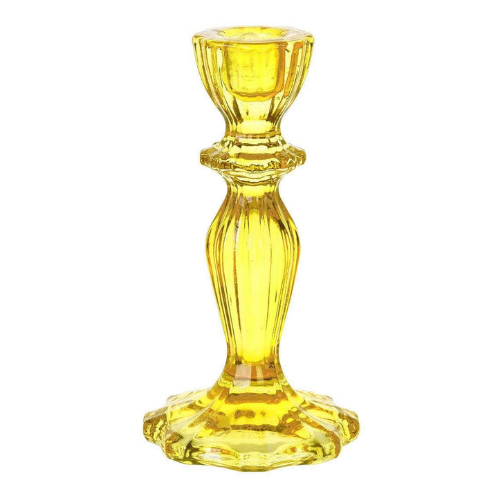 Yellow Glass Candle Holder - Dinner Candlestick Holder - Party Table Decorations - Boho Style - Jolie Fete UK
