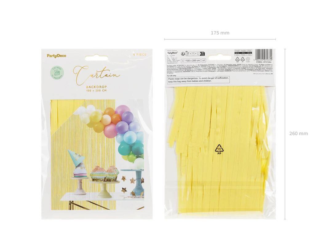 Yellow Party Curtain - Light Yellow Party Backdrop - Kids Party - Yellow Party Decor - Pastel Party Fringe Curtain - Photo Booth Backdrop - Jolie Fete UK