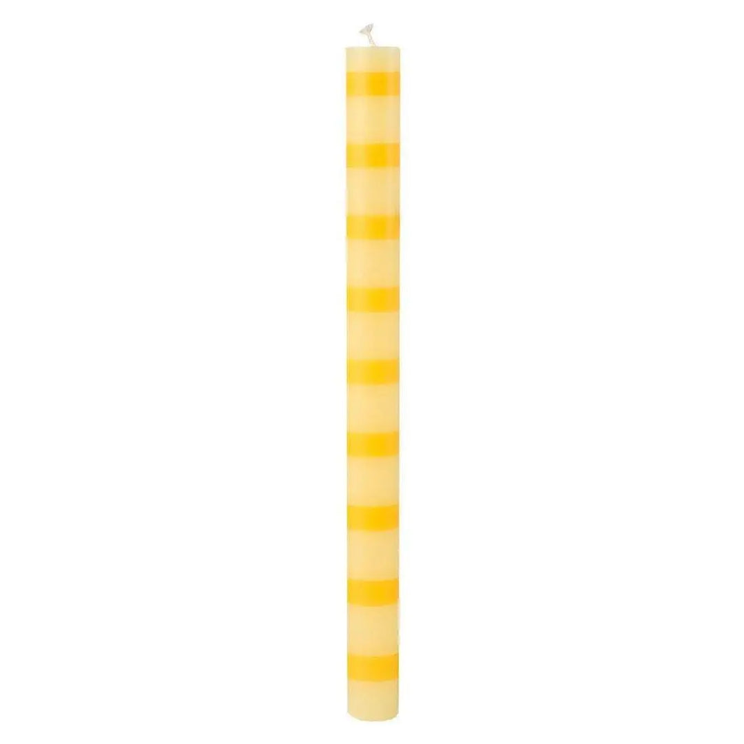 Yellow Stripe Dinner Candle - Party Tableware - Bright Taper For Spring Table Decor - Sunny Candlestick - Tall Candle - Jolie Fete UK