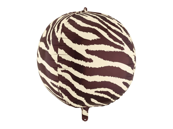 Zebra Print Balloon - Safari Birthday Decorations - Jungle Theme Foil Balloon - Orb Ball Balloon - Wild One Party - Kids Birthday Party - Jolie Fete UK