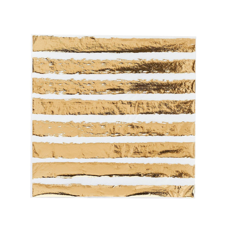 Gold & White Stripe Paper Napkins - Pack of 16