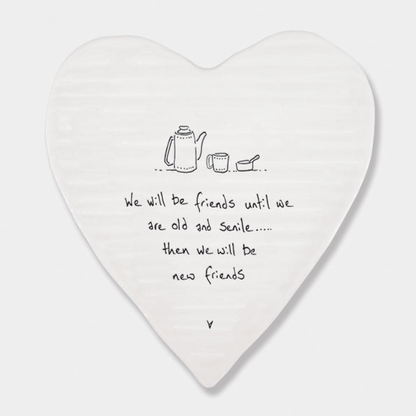 Porcelain Heart Coaster - We Will Be Friends - East Of India