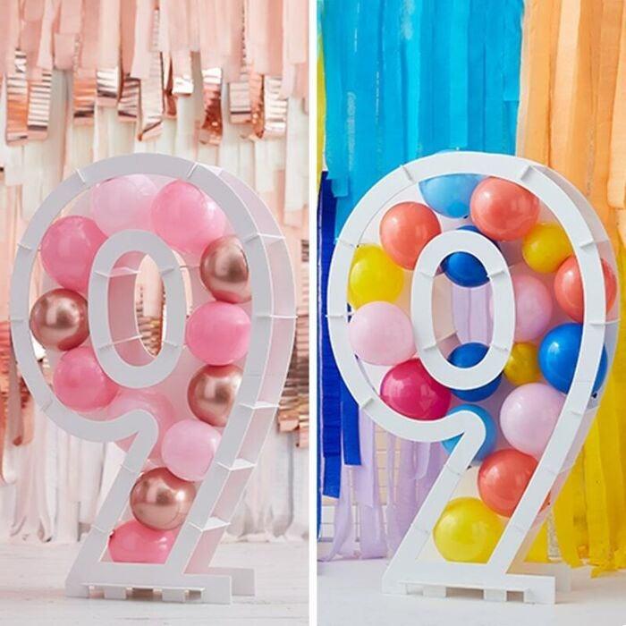 Balloon Mosaic Number Stand 9 - Mix It Up Brights