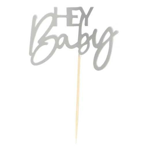 Hey Baby Sage Baby Shower Cupcake Toppers