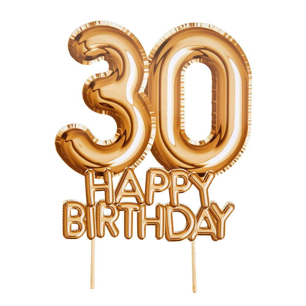 Gold '30 Happy Birthday' Card Cake Topper