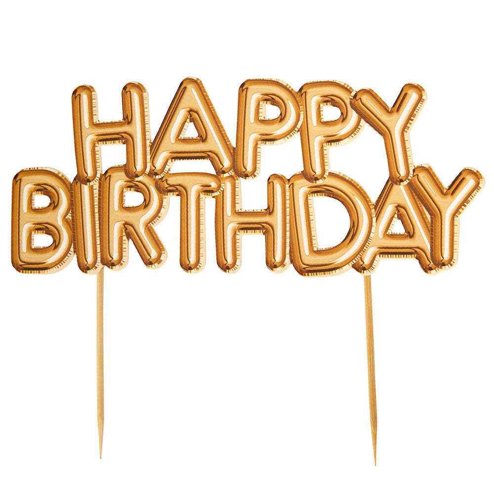 Gold 'Happy Birthday' Card Cake Topper