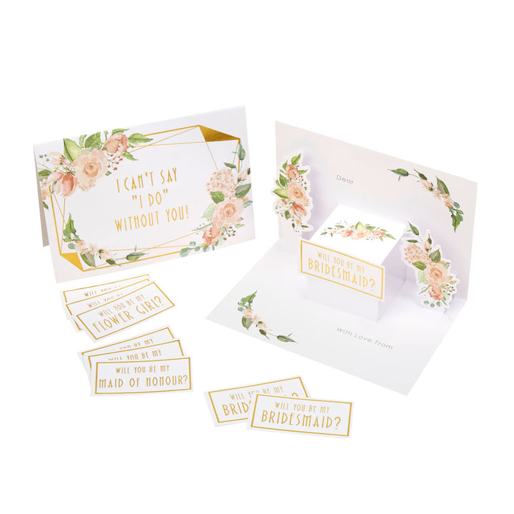 Gold & Floral Bridesmaid Cards - Pack of 3 - Geo Floral