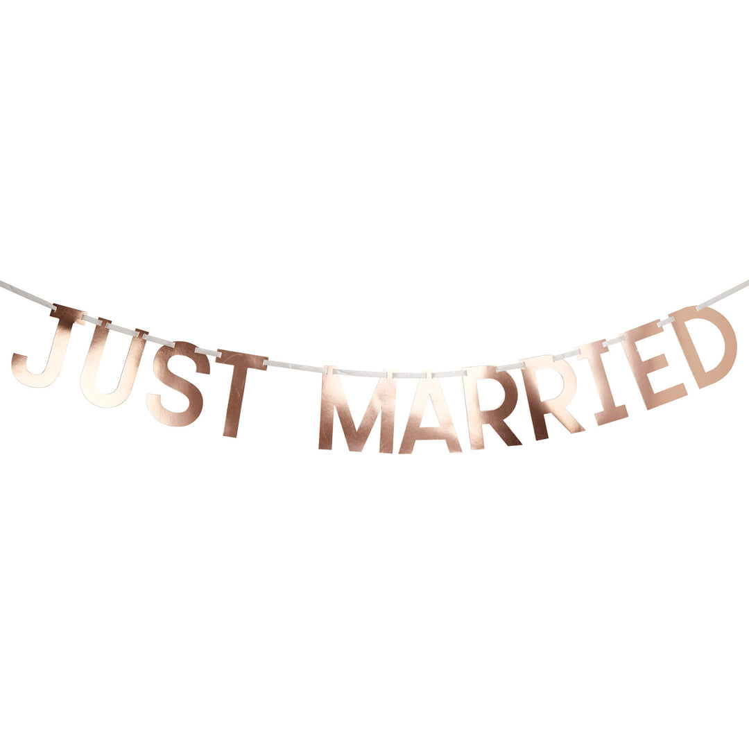 Rose Gold 'Just Married' Bunting - Geo Blush