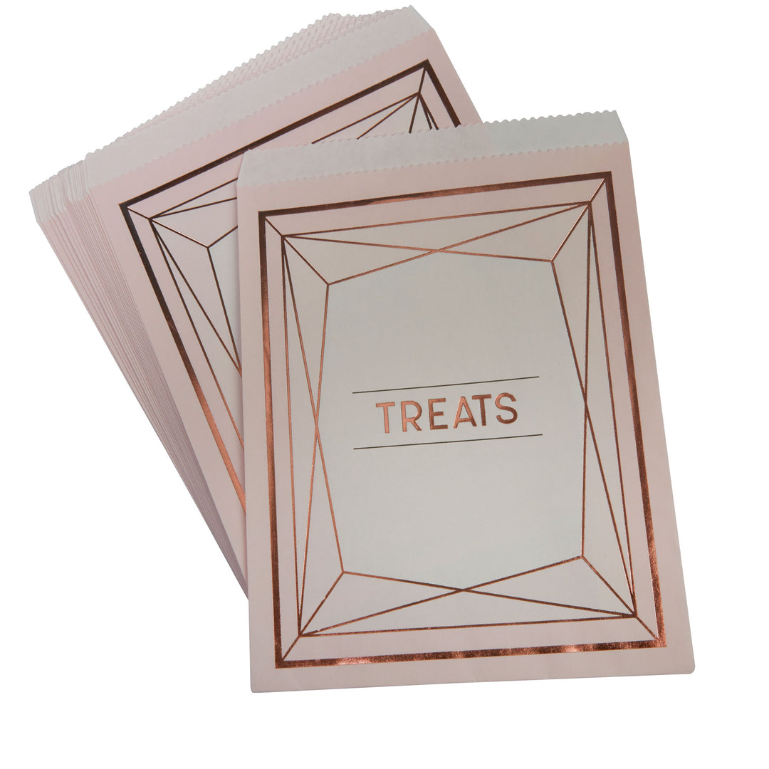 Rose Gold & Blush Pink Treat Bags - Pack of 25 - Geo Blush
