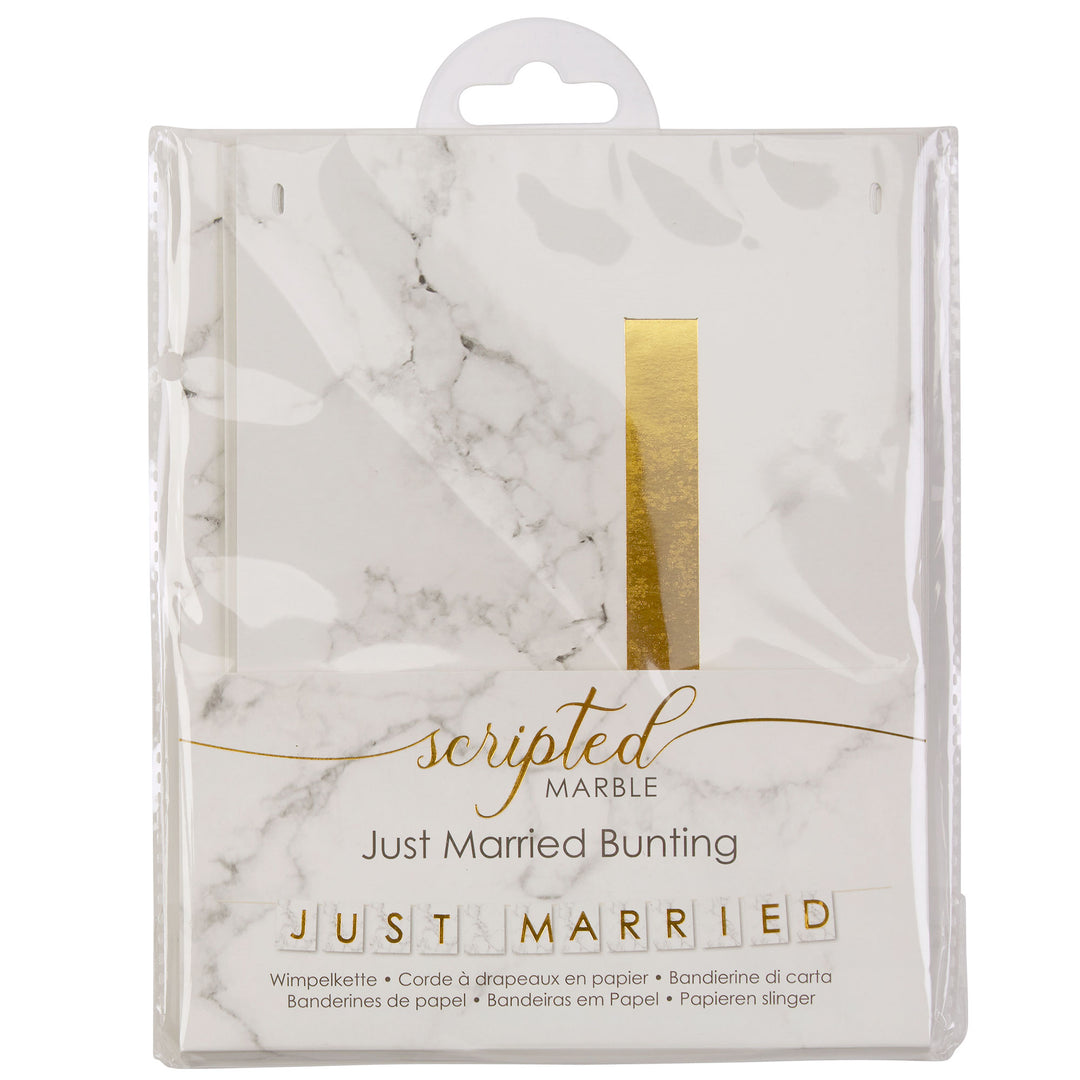 Marble & Gold 'Just Married' Bunting - Scripted Marble