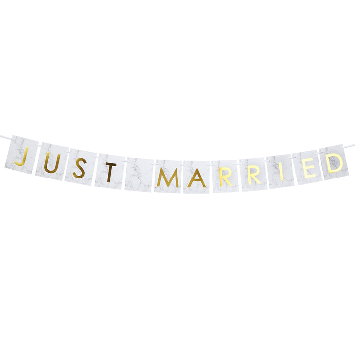 Marble & Gold 'Just Married' Car Bunting - Scripted Marble