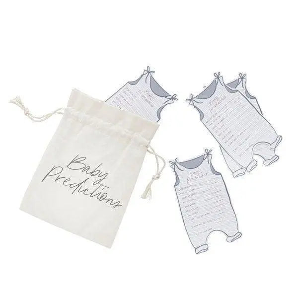 Baby Shower Prediction Cards And Bag - White & Grey Baby Shower Game - Baby Shower Keepsake - New Baby - Hello Little One -20 Cards Included