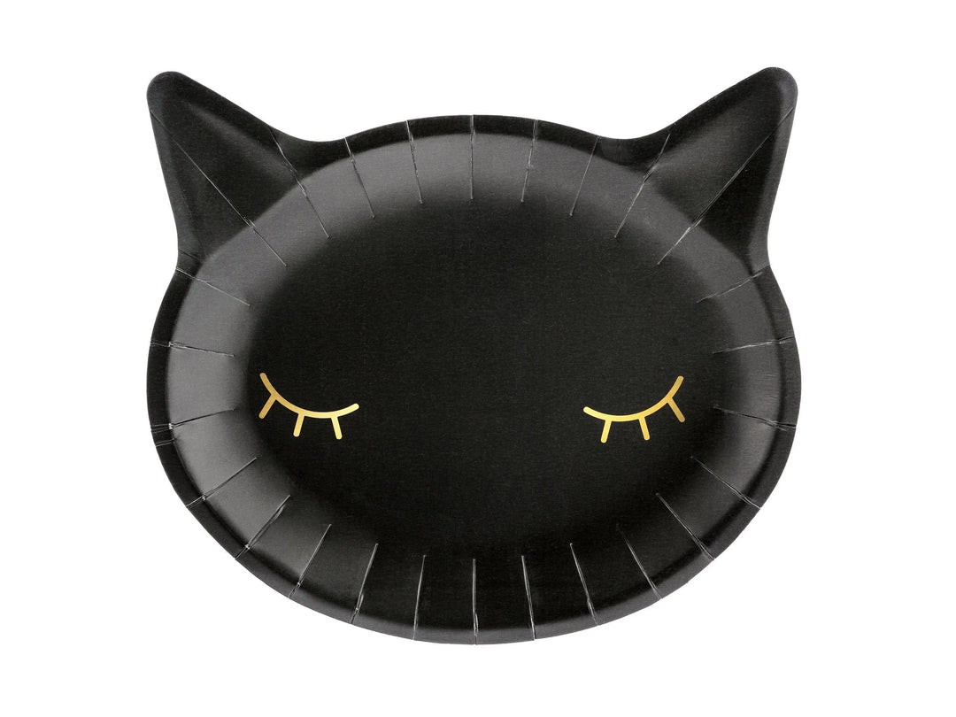 Halloween paper plates - Black cat shaped paper plates - Halloween party tableware - Kitten paper plates - Halloween decor - Pack of 6