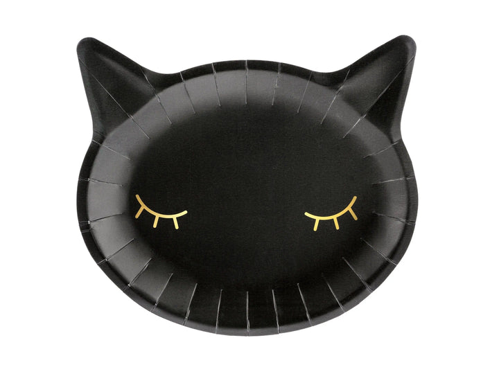 Halloween paper plates - Black cat shaped paper plates - Halloween party tableware - Kitten paper plates - Halloween decor - Pack of 6