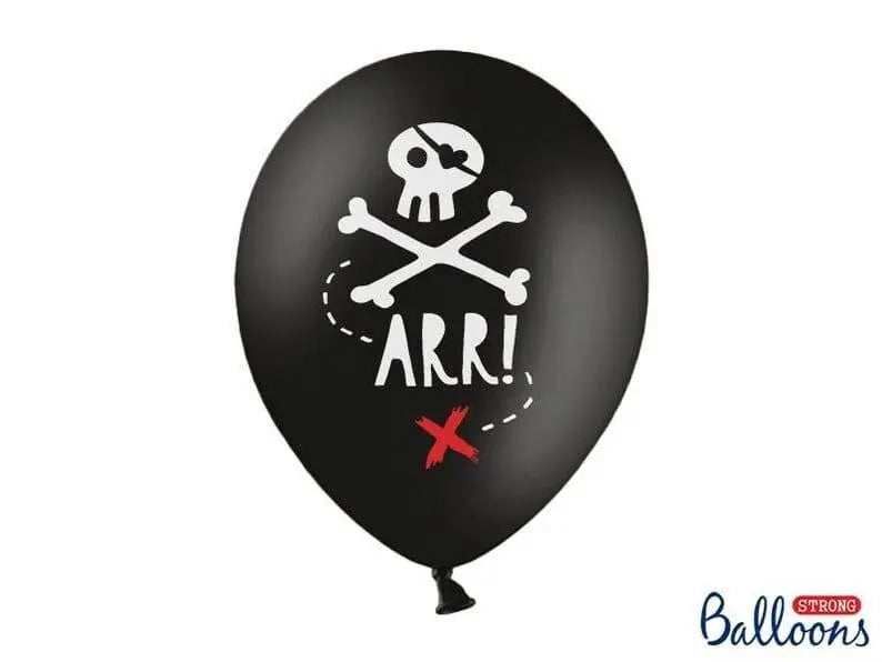Pirate Party Balloons - Black Skull & Crossbones Balloons - Pirate Party Decorations - Kids Pirate Party - Pack of 6