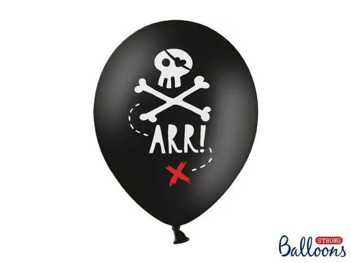 Pirate Party Balloons - Black Skull & Crossbones Balloons - Pirate Party Decorations - Kids Pirate Party - Pack of 6