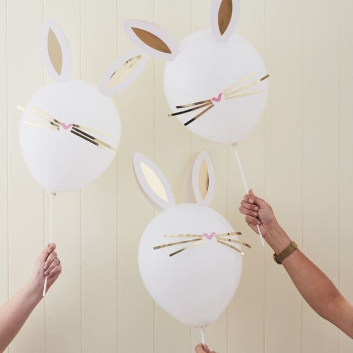 Bunny Rabbit Party Balloons - Neutral Baby Shower - Girls Birthday Party - Birthday Party Decor - Easter Party Balloons - Pack of 5