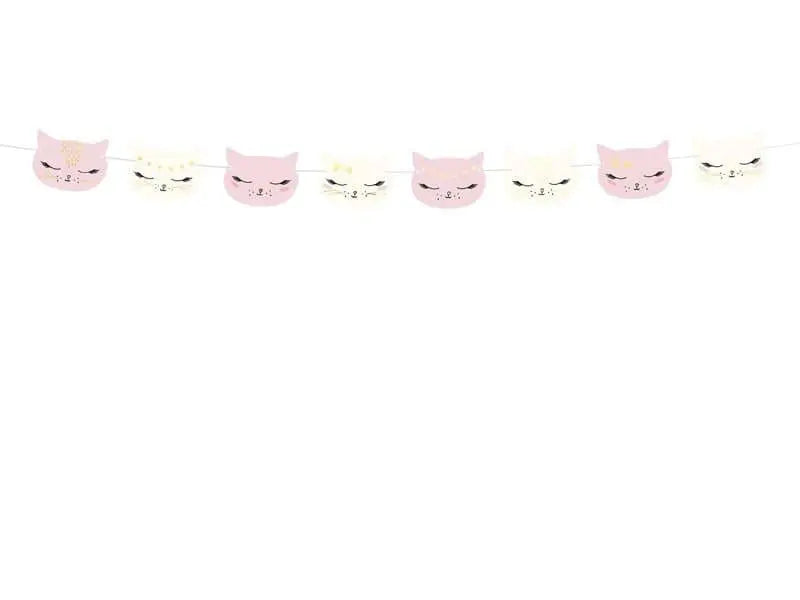 Kitty Cat Party Garland - Pink and White Cat Party Banner - Meow Party - Birthday Party Decorations