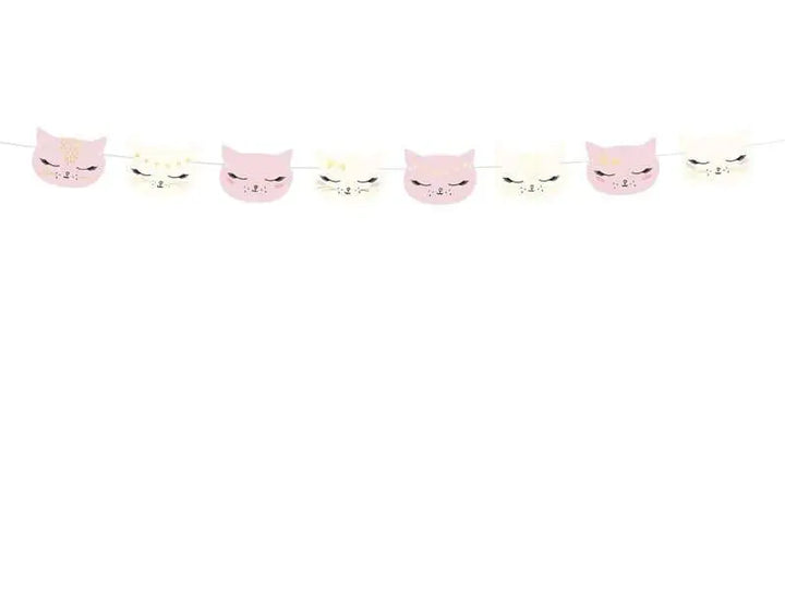 Kitty Cat Party Garland - Pink and White Cat Party Banner - Meow Party - Birthday Party Decorations