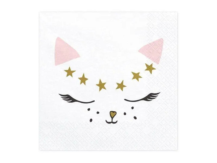 Kitty Cat Party Napkins - Pink and White Cat Paper Napkins - Meow Party - Birthday Party Decorations - Pack of 20