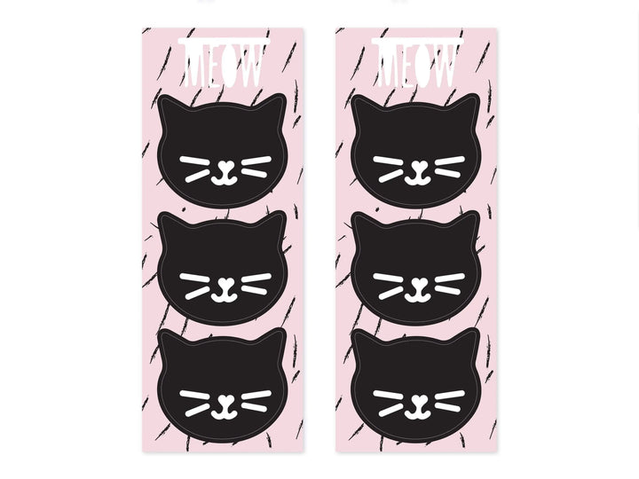 Pink & Black Cat Treat Bags - Kitten Party Bags - Birthday Party Sweetie Bags - Meow Party - Cat Party Candy Bags - Pack of 6