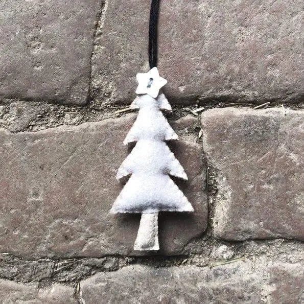 Christmas Tree Decoration - Small Cream Felt Hanging Christmas Tree - Christmas Ornament -Christmas Decorations -Holiday Decor-Xmas Homeware