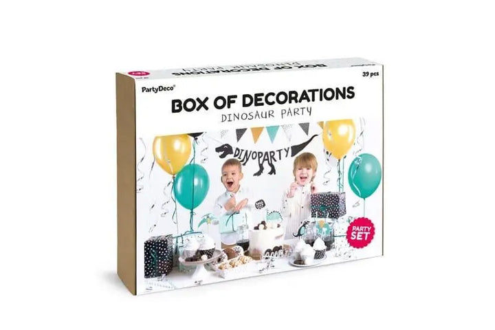 Dinosaur Party Decoration Box - Boys Party Birthday Decorations Set - Green, Yellow & Black Party Decor - 39 Pieces