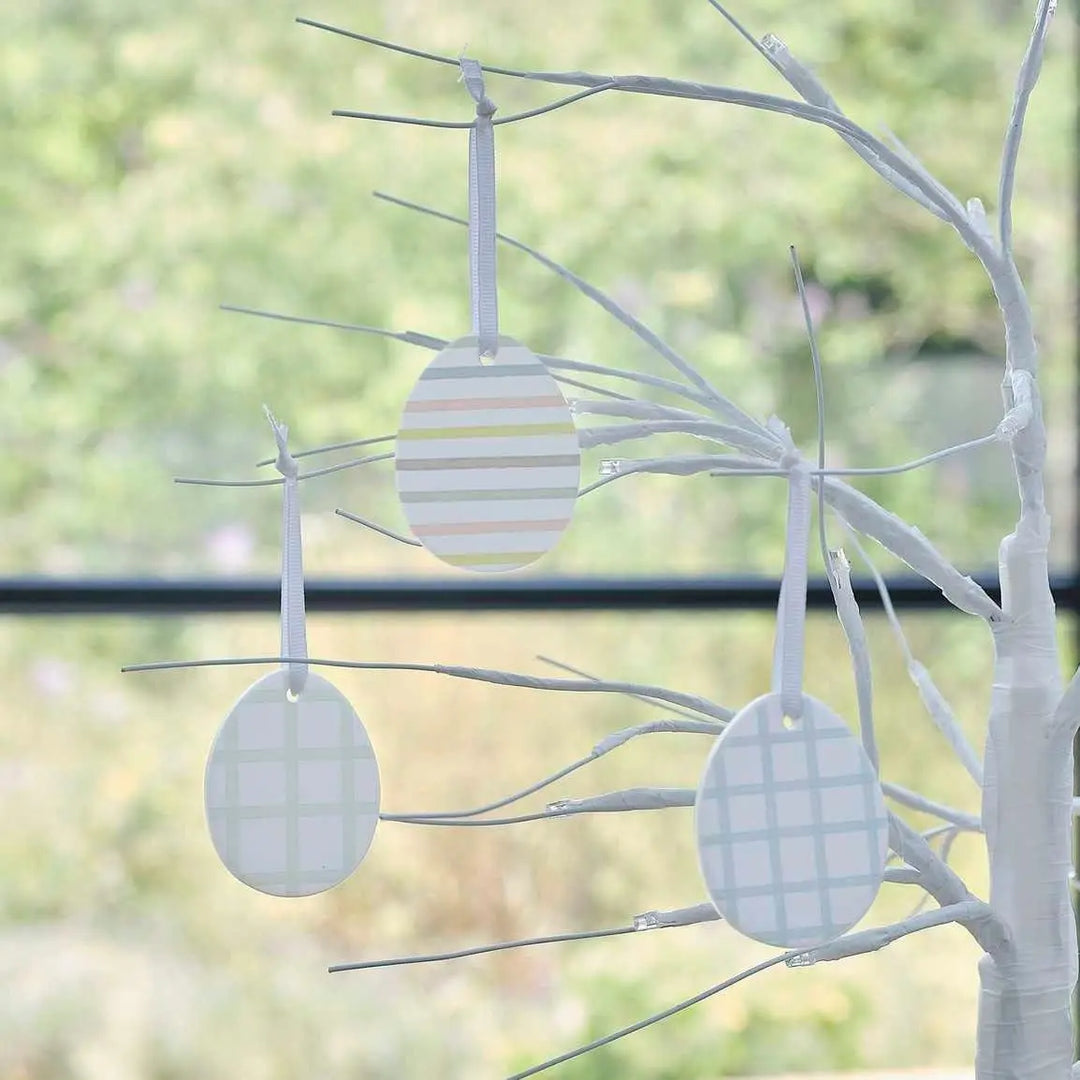 Ceramic Easter Egg Tree Decorations - Easter Party Decorations - Small Pastel Egg Decorations - Easter Tree Decor - Reusable Decor-Pack Of 3