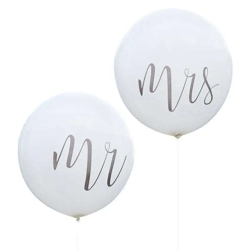 Giant Mr and Mrs balloons - Huge white Mr and Mrs wedding balloons - Wedding decorations - Rustic country wedding balloons - Pack of 2