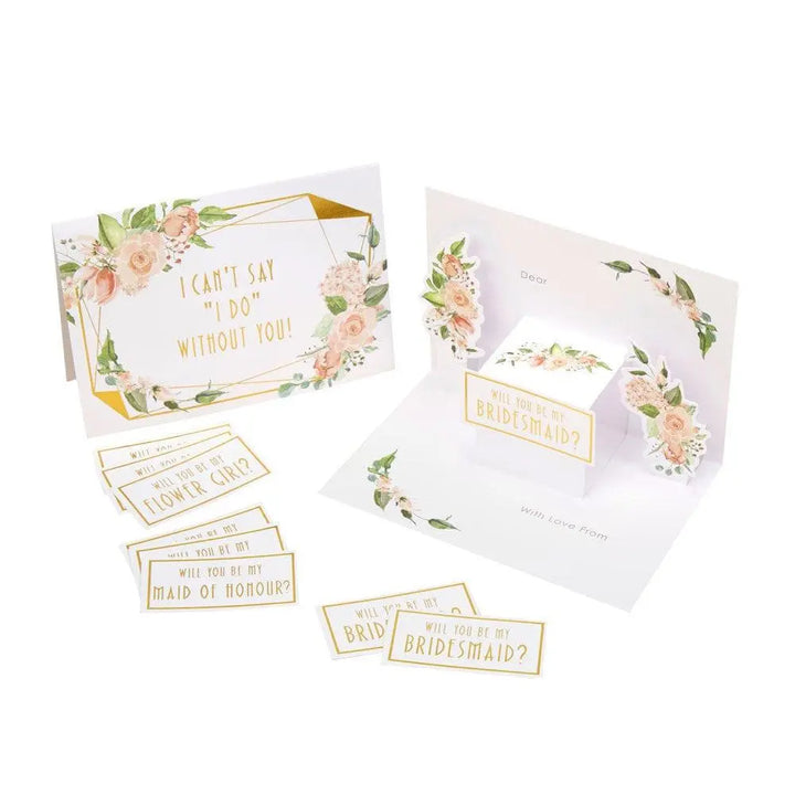 Gold & Floral Bridesmaid Cards - Pack of 3 - Geo Floral Neviti