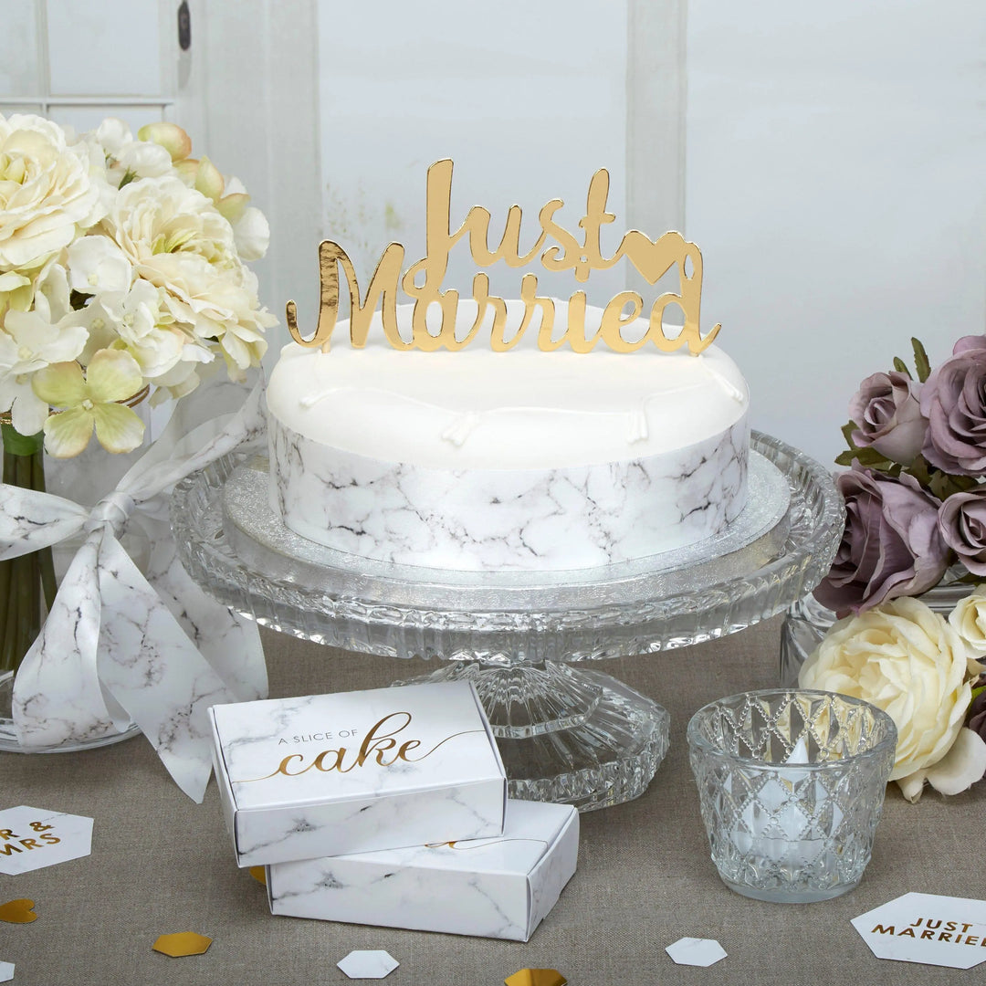 Gold Just Married cake topper - Gold cake decoration - Gold cake topper - Wedding cake decoration - Wedding decoration - Cake decoration