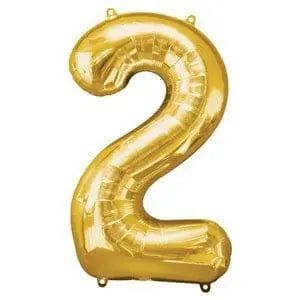 Gold number 2 balloon - Large gold foil 2 balloon - 2nd birthday balloon -Birthday party balloon-Party decorations-Giant balloon-34" balloon