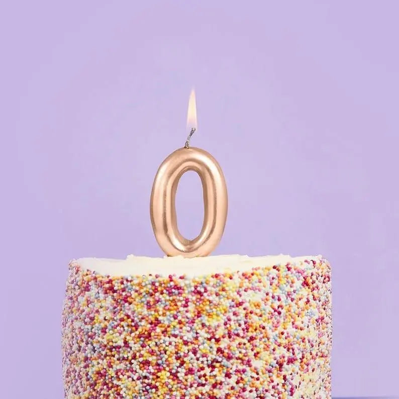Gold Number 0 Candle - Zero Birthday Cake Candle - Age Candles - Gold Party Decorations
