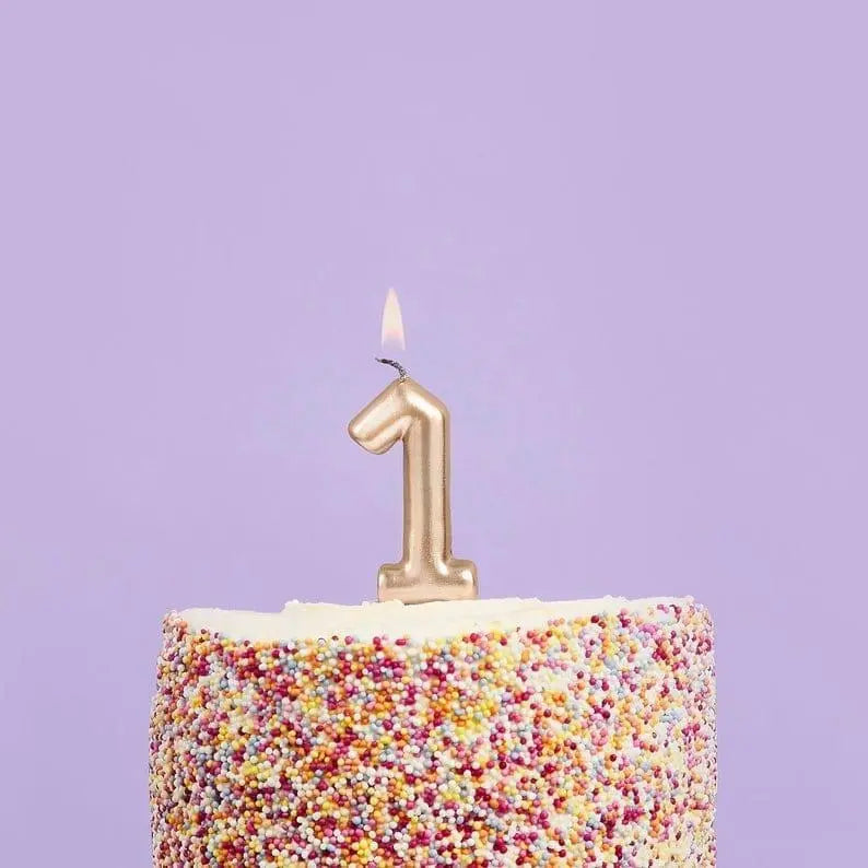Gold Number 1 Candle - One Birthday Cake Candle - Age Candles - Gold Party Decorations