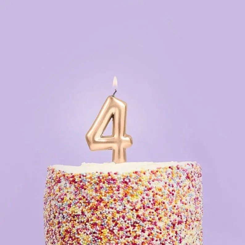 Gold Number 4 Candle - Four Birthday Cake Candle - Age Candles - Gold Party Decorations