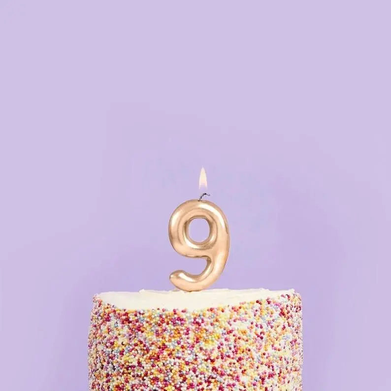 Gold Number 9 Candle - Nine Birthday Cake Candle - Age Candles - Gold Party Decorations