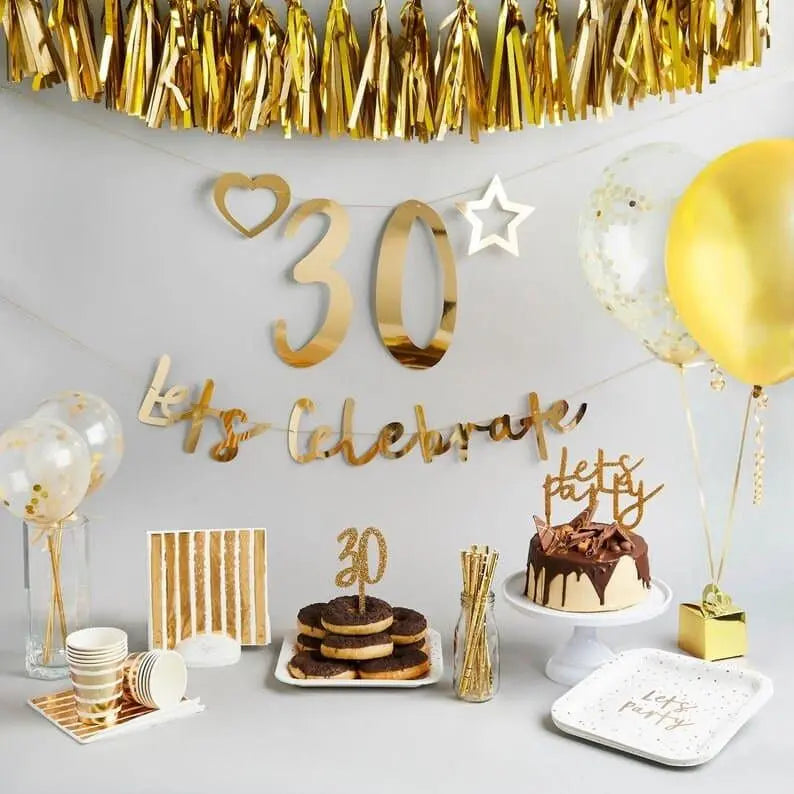 Gold Paper Trays - Gold & White Stripe Party Table - Party Food Trays - Striped And Spotted - Party Decorations - Gold Birthday - Pack of 4