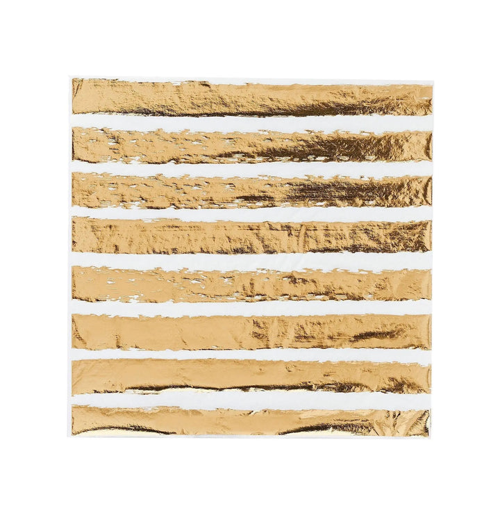 Gold & White Stripe Paper Napkins - Pack of 16 Club Green