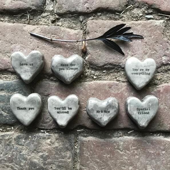 Grey Mr & Mrs Heart Pebble - Keepsake Token - Wedding Or Anniversary Present - Gift For Husband - East Of India