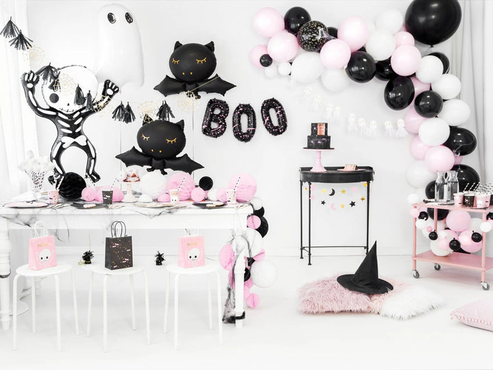 Halloween Party Bags - Bat Halloween Trick Or Treat Bags - Pink Bats - Black And Pink Paper Bags - Kids Halloween Bags - Pack of 6