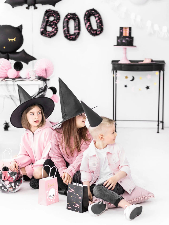 Halloween Party Bags - Bat Halloween Trick Or Treat Bags - Pink Bats - Black And Pink Paper Bags - Kids Halloween Bags - Pack of 6