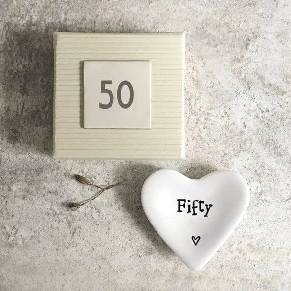 Mini 50th Birthday Porcelain Dish - Tiny Trinket Bowl - 50th Birthday Gift - 50 Keepsake -Gift For Friend-Small Dish-Ring Dish-East Of India