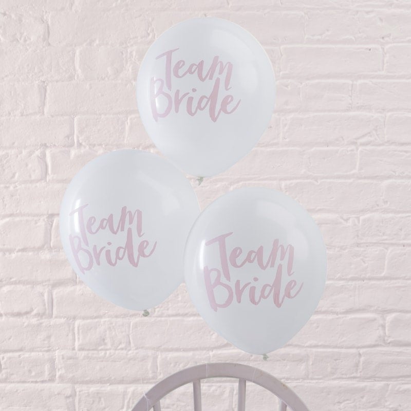 Team Bride balloons - Hen party balloons - Pink and white balloons - Bachelorette party - Hen do decorations - Bride to be -Pack of 10
