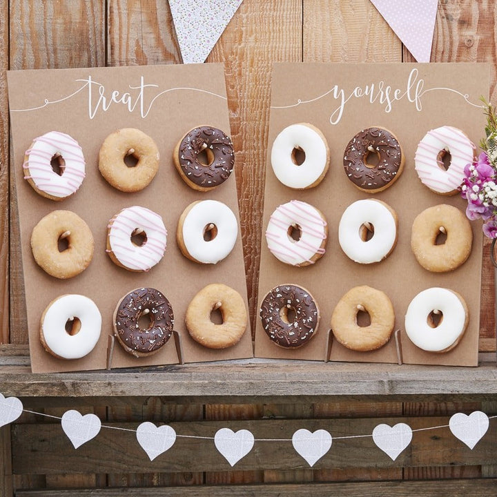Treat Yourself donut wall-Rustic wedding doughnut wall-Donut stands-Wedding cake alternative-Rustic country kraft donut wall-Country wedding