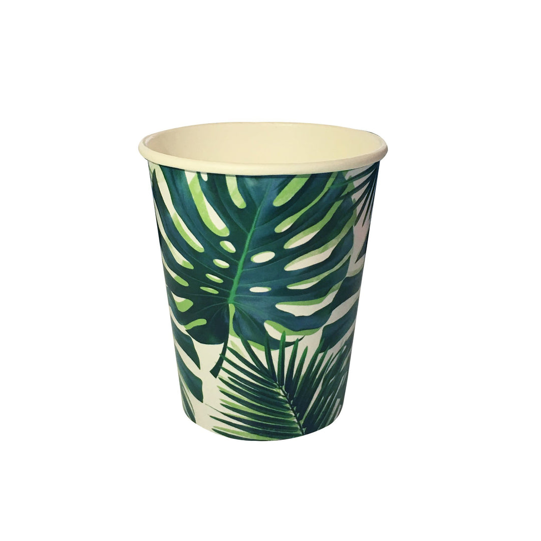 Tropical paper cups - Paper cups - Birthday party cups - Tropical leaf decor - Party decorations - Party tableware - Party supplies - 8 cups